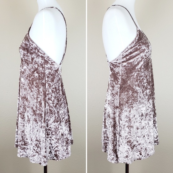 Privacy Please Mocha Downtown Slip Velvet Dress XS - Picture 4 of 8